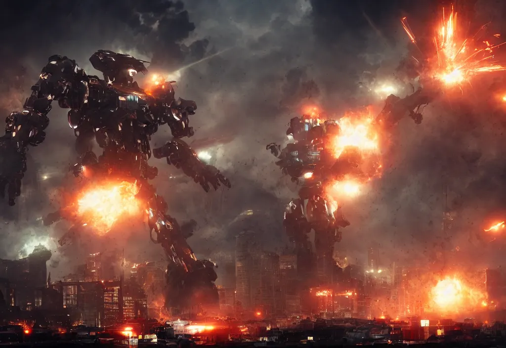 Prompt: mecha peronist destroying a city, photorealistic, film, cinematic lighting, octane tender, volumetric light, dark - art