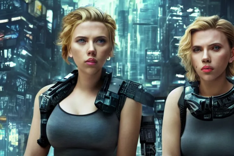 Image similar to Scarlett Johansson deploying code to production working on laptop high-resolution digital art cyberpunk