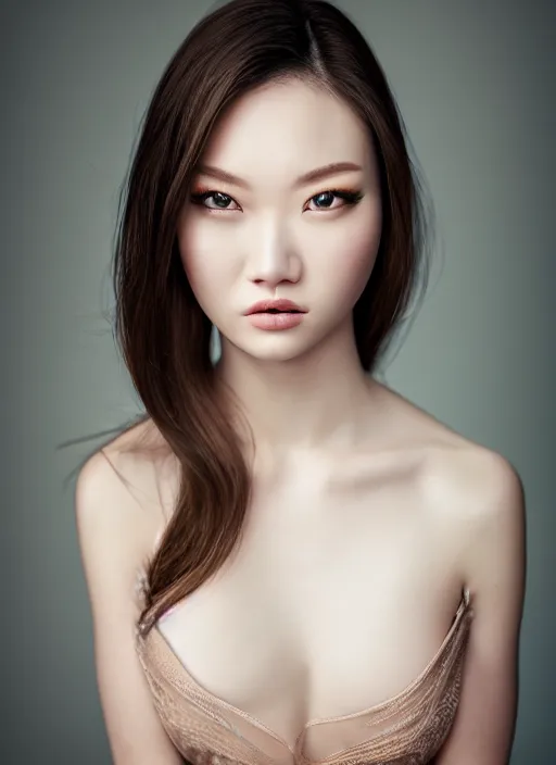 Image similar to a gorgeous female photo, professionally retouched, soft lighting, realistic, smooth face, full body shot, torso, dress, perfect eyes, wide angle, sharp focus on eyes, 8 k high definition, insanely detailed, intricate, elegant, art by stanley lau and jason chan and mark hill