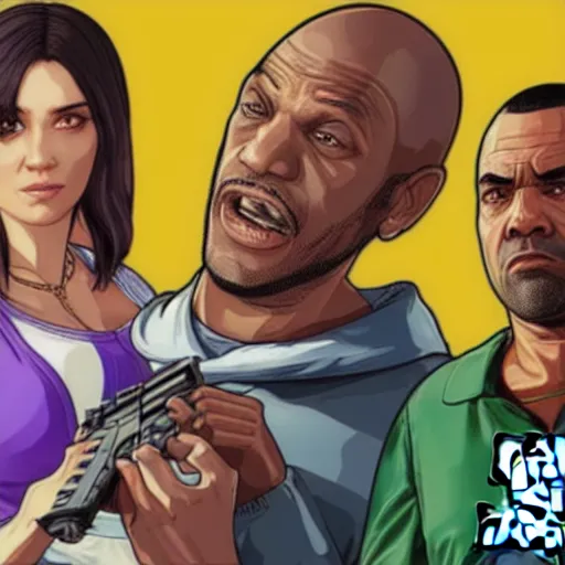 Image similar to among us game characters inside GTA v loading screen