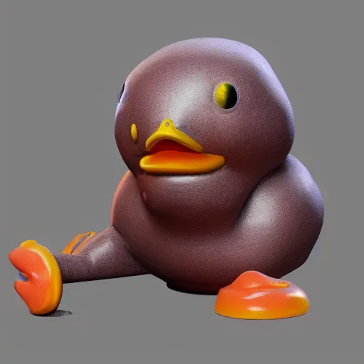 Image similar to rubber duck horror mutant, hyperrealistic drawing, trending on art station, raytracing, unreal engine