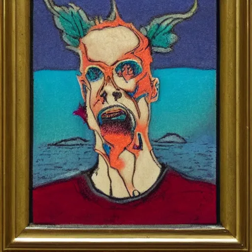 Prompt: artificial pastel by billy childish. a beautiful computer art of a bright & fiery soul a power to do great things ; but i fear you may one day unleash such a tempest of fire that you may consume yourself, & all the world around you.