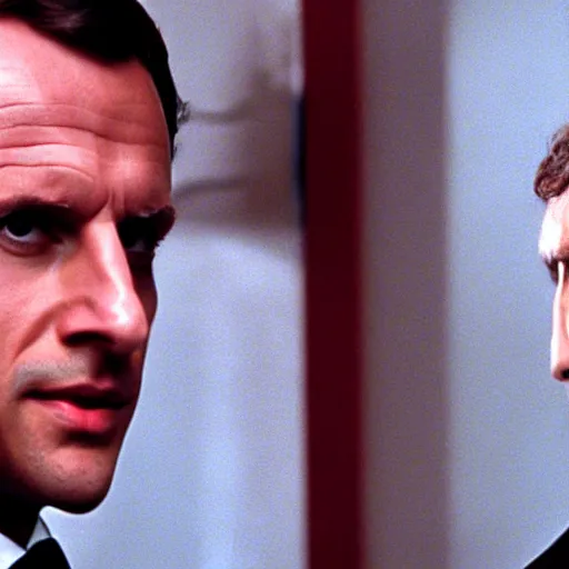 Image similar to Italian Emmanuel Macron in American Psycho (1999)