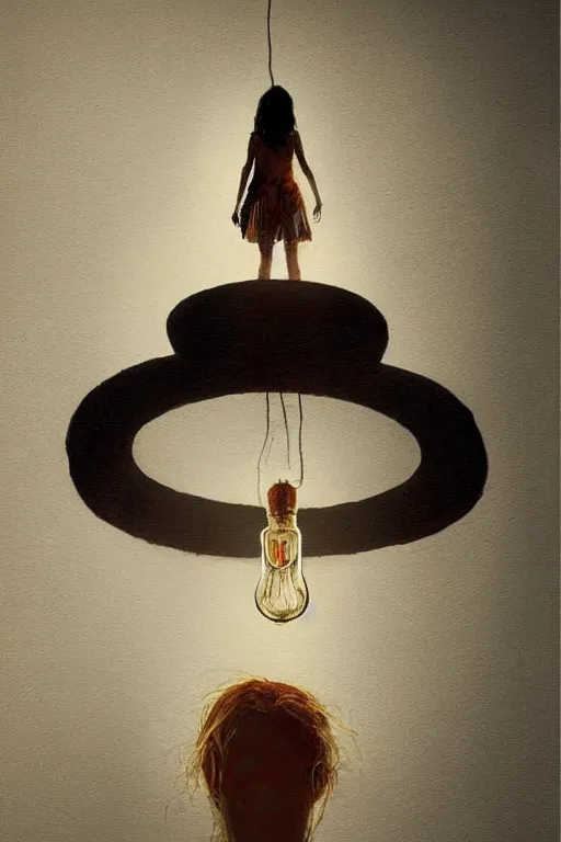 Prompt: a woman inside of an empty light bulb. by greg rutkowski and basquiat