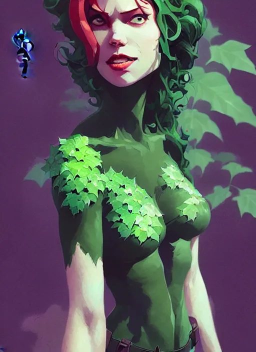 Image similar to highly detailed portrait of poison ivy and batman, magnificent, photographic realistic background, by atey ghailan, by greg rutkowski, by greg tocchini, by james gilleard, by joe fenton, by kaethe butcher, trending on instagram, award winning details