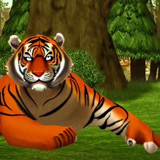 Image similar to a tiger in the style of the video game the lord of the rings online