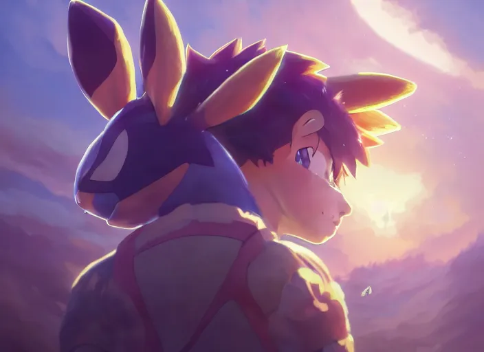 Image similar to highly detailed portrait of a pokemon, in my hero academia, stephen bliss, 8 k, unreal engine, fantasy art by greg rutkowski, loish, rhads, ferdinand knab, makoto shinkai and lois van baarle, ilya kuvshinov, rossdraws, tom bagshaw, global illumination, radiant light, detailed and intricate environment