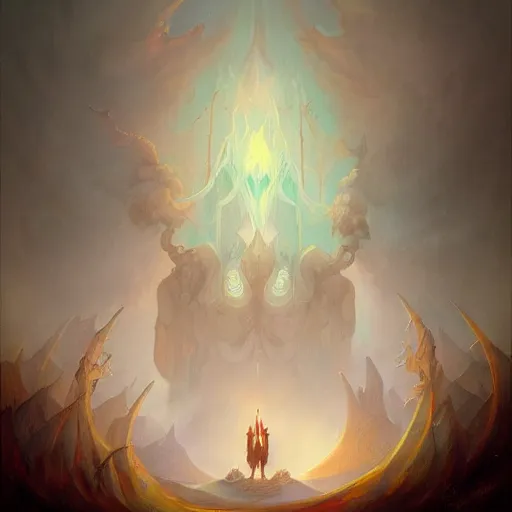 Image similar to a fantasy art painting by peter mohrbacher of a being of unknowable mystery