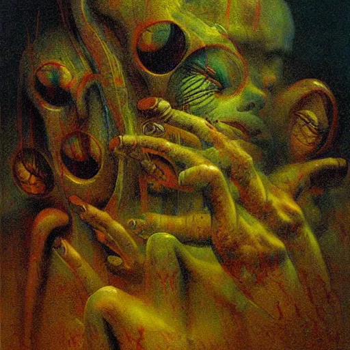 Image similar to A painting in the style of beksinski. extremely detailed