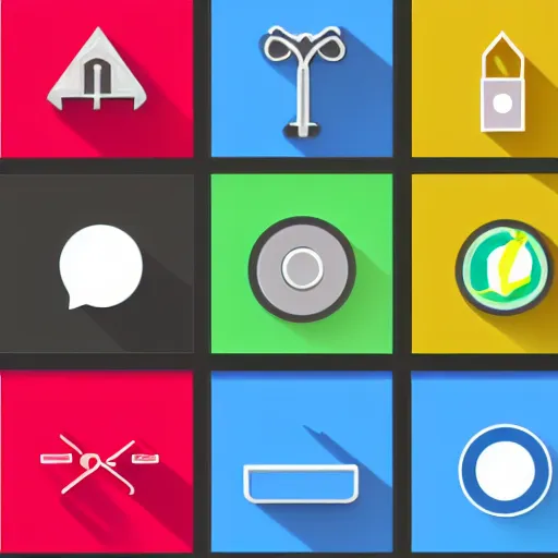 Prompt: icon pack, asset sheet, photoshop, simplistic icons