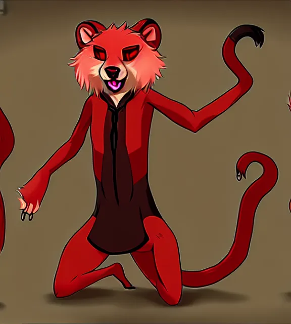 Image similar to furry - male - red - black - weasel - necromancer - fursona uhd ue 5 visual novel pc game expressions