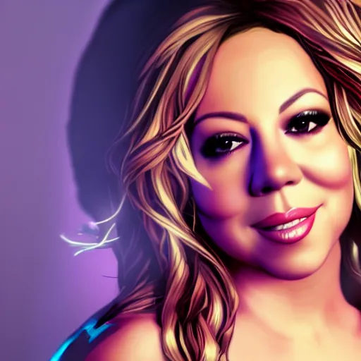 Prompt: mariah carey portrait, borderlands, tales from the borderlands, the wolf among us, comic, cinematic lighting, studio quality, 8 k