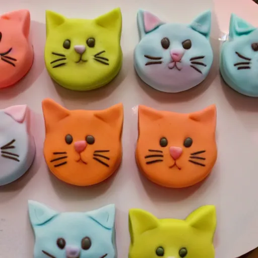 Image similar to cat made of fondant, cake in the shape of a cat, cute cat themed treats