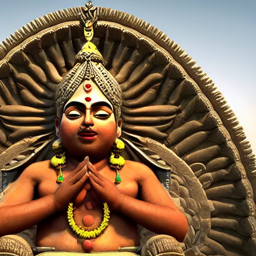 Image similar to 3d render of Indian Gods, Unreal engine, white background, 8k