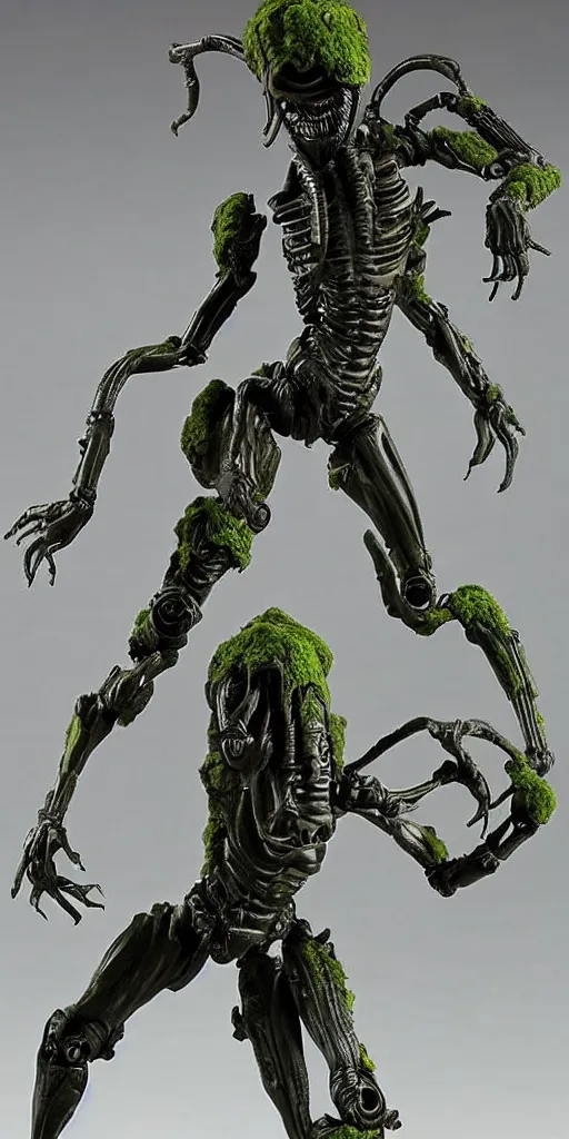 Prompt: bootleg figure of a plastic xenomorph surrounded of dirt and moss secondhand, mcfarlane, figma, cursed photography