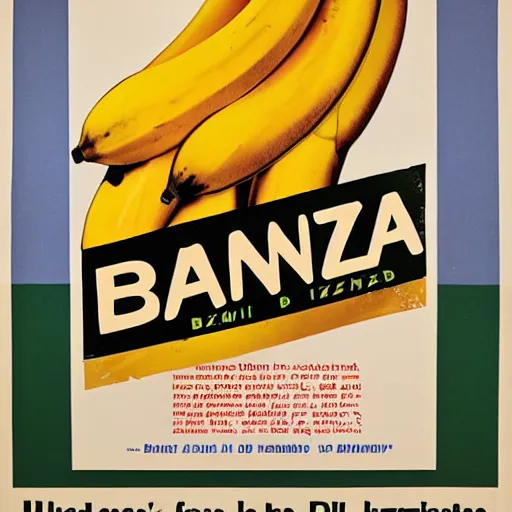 Prompt: A propaganda poster for bananas on pizza