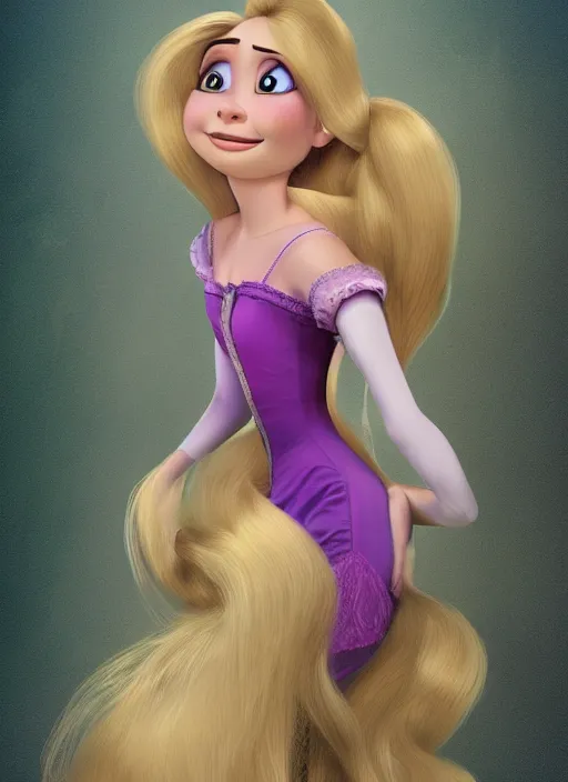 Prompt: bald rapunzel, digital art, trending on artstation