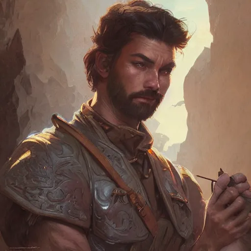 Prompt: a rugged ranger, D&D, fantasy, intricate, elegant, highly detailed, digital painting, artstation, concept art, smooth, sharp focus, illustration, art by artgerm and greg rutkowski and alphonse mucha