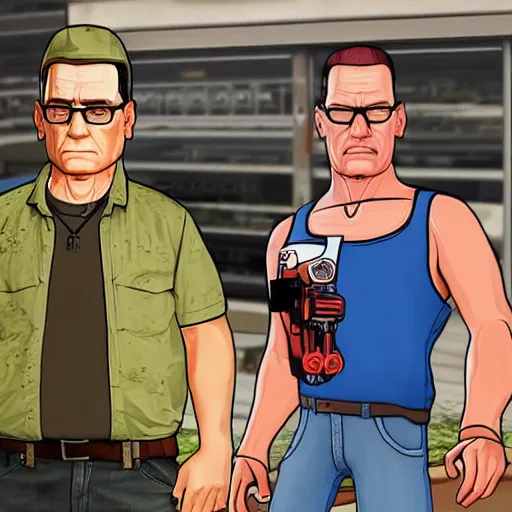 Image similar to hank hill, gta v cover art