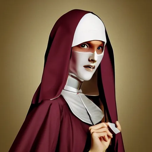 Image similar to beautiful female character inspired by venice carnival and nun | | digital artwork made by greg rutswork and lois van barlee, symmetrical, anatomically correct