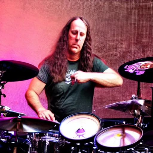 Prompt: danny carey as an octopus playing drums