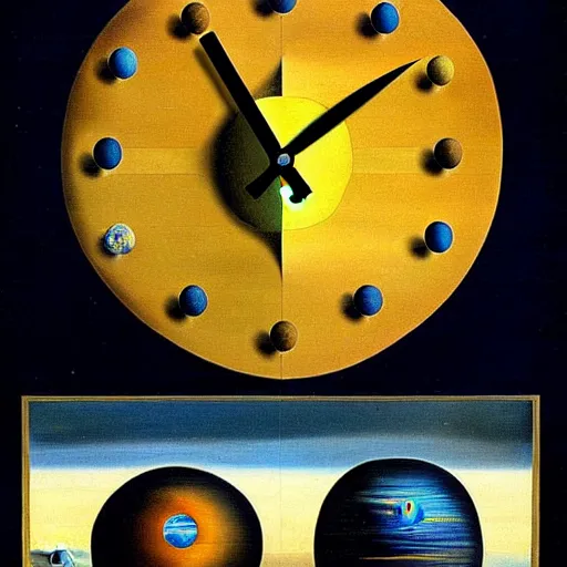 Image similar to clock shaped planets, salvador dali