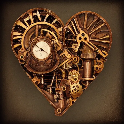 Image similar to mechanical human heart, trending on artstation, steampunk