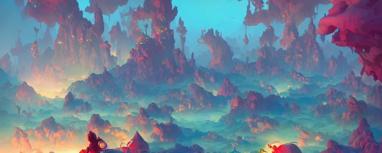 Image similar to candyland!!! bright colors, epic, hiroshi yoshida, blake rottinge, gouache, magical atmosphere, trending in artstation by peter mohrbacher,