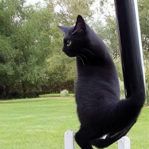 Image similar to black cat sliding down a metal pole dance