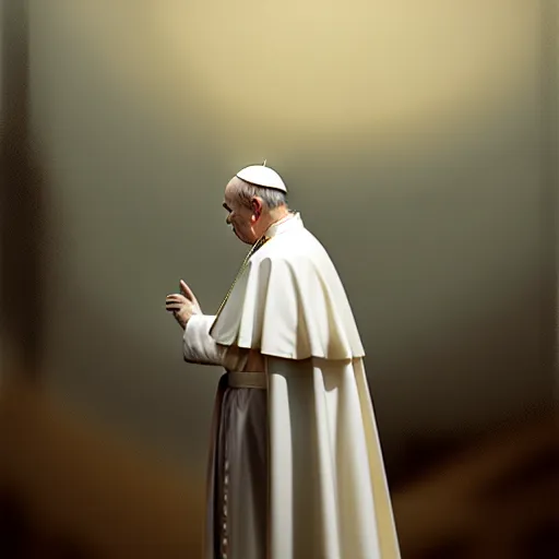 Image similar to pope john paul ii standing ina curch, digital painting, greg rutkowski, artstation, cinematic, matte painting