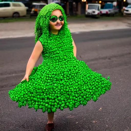 Image similar to a dress made of peas