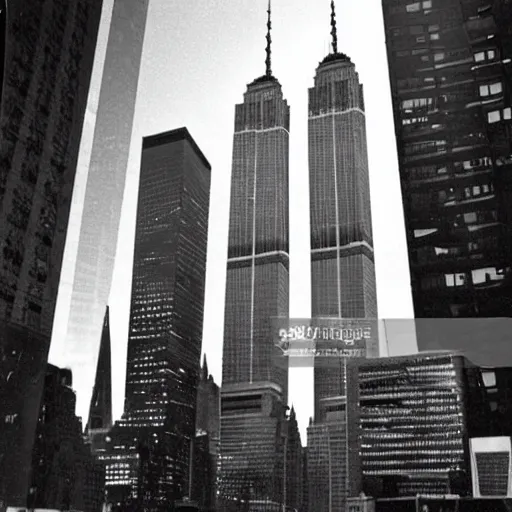 Prompt: the twin towers in new york city in the 1980s