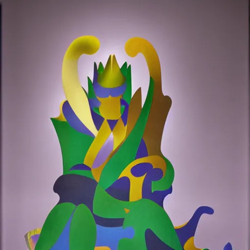 Prompt: futurism art style of a dragon king sits on a throne by jean arp magic realism hyper realistic 2 0 0 mm lens candlelight