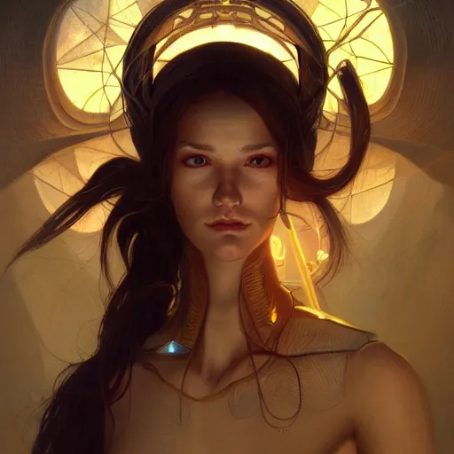 Image similar to portrait of a futuristic fairy, science fiction, smooth technology, smooth body, intricate, headshot, highly detailed, digital painting, artstation, concept art, sharp focus, cinematic lighting, illustration, art by artgerm and greg rutkowski, alphonse mucha, cgsociety