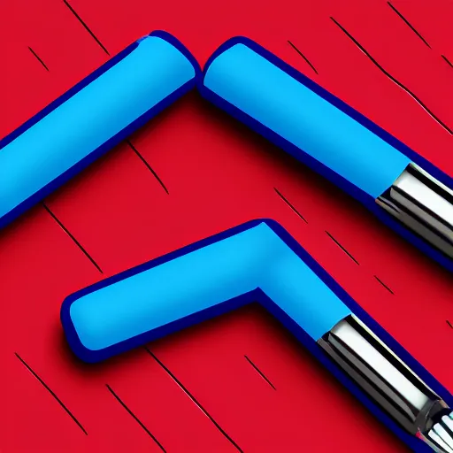 Image similar to logo of a pen tip, with ai theme, cool red and blue wires running through the pen, trending on logostation