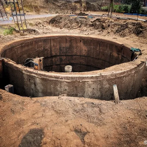 Prompt: underground mine with rusty pipes