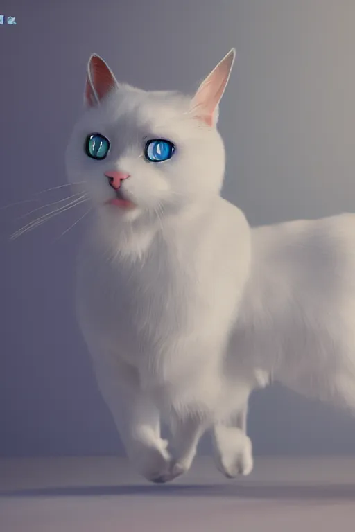 Image similar to a white cat with blue eyes wearing a red formal overcoat, hyperrealistic, concept art, octane render, unreal engine 5, realistic and defined face, profile picture, digital art, pixar and disney style, symmetrical, high quality, highly detailed, high coherence, path traced, house background, low contrast, beautiful, elegant clothes