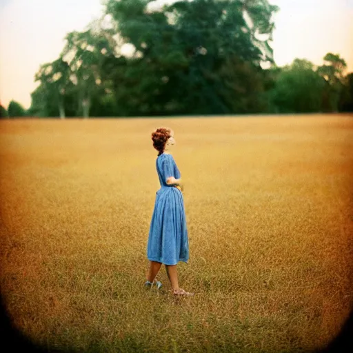 Image similar to a stunning 35mm photo of a lady who looks like she drinks sweet tea drinking sweet tea, southern pastoral scene, hazy air