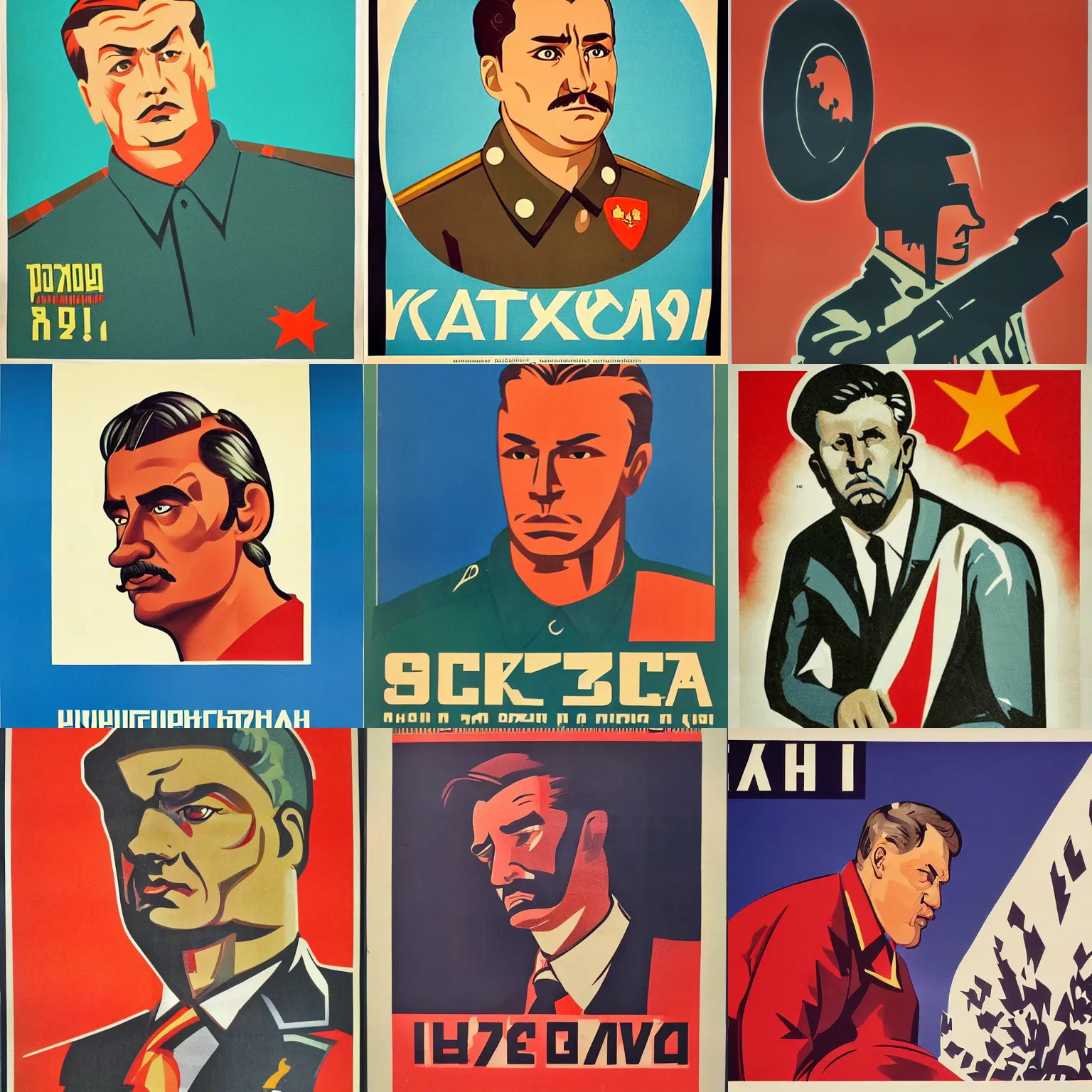 Prompt: a soviet era propaganda poster of a man looking stern