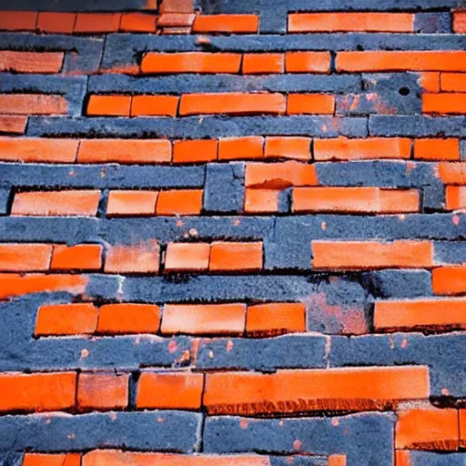 Image similar to a world where everything is made out of orange bricks