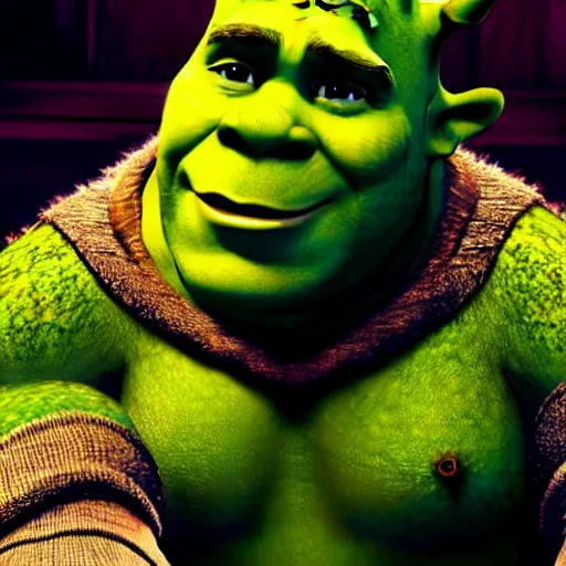 Prompt: ryan reynolds as shrek, highly detailed, extremely high quality, hd, 4 k, 8 k, canon 3 0 0 mm, professional photographer, 4 0 mp, lifelike, top - rated, award winning, realistic, detailed lighting, detailed shadows, sharp, no blur, edited, corrected, trending