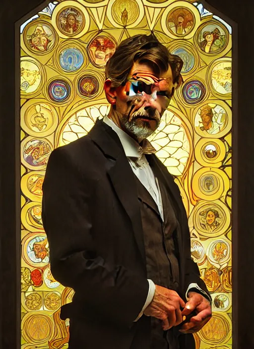 Prompt: oil portrait of doctor house, intricate, elegant, highly detailed, lighting, painting, artstation, smooth, illustration, art by greg rutowski and alphonse mucha