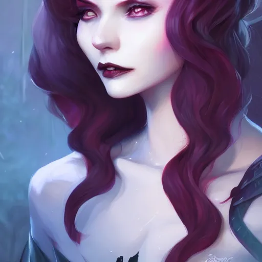 Prompt: a portrait of a gorgeous vampire, art by lois van baarle and loish and ross tran and rossdraws and sam yang and samdoesarts and artgerm, digital art, highly detailed, intricate, sharp focus, Trending on Artstation HQ, deviantart, unreal engine 5, 4K UHD image