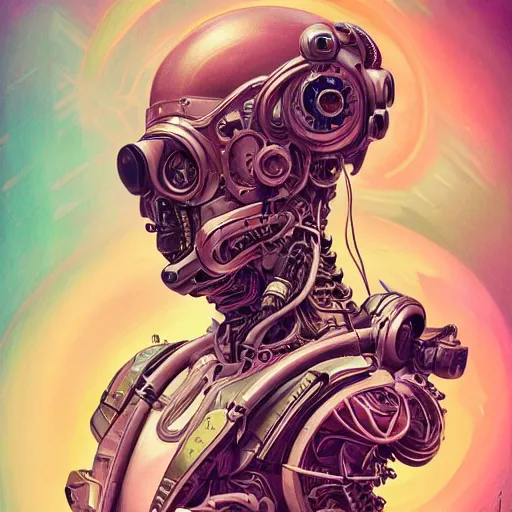 Image similar to high quality high detail biomechanical portrait of diesel punk in an alien world, tristan eaton, victo ngai, artgerm, rhads, ross draws, hyperrealism, intricate detailed, alphonse mucha, 8 k, sci - fi, pastel colors, artstation,