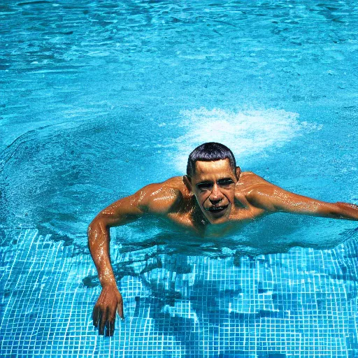 Image similar to obama swimming in pool, 4k