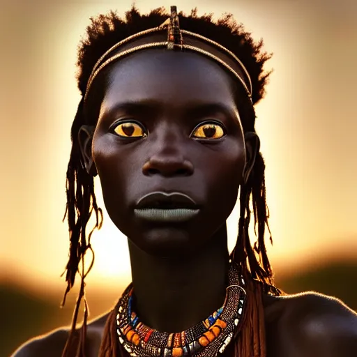 Image similar to photographic portrait of a stunningly beautiful renaissance dogon tribe female in soft dreamy light at sunset, contemporary fashion shoot, by edward robert hughes, annie leibovitz and steve mccurry, david lazar, jimmy nelsson, breathtaking, 8 k resolution, extremely detailed, beautiful, establishing shot, artistic, hyperrealistic, beautiful face, octane render