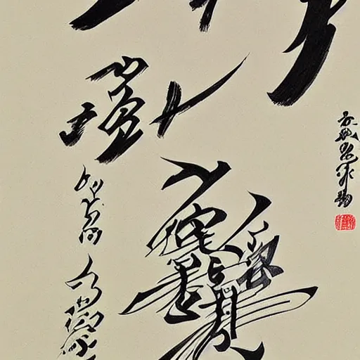 Image similar to kyozan joshu sasaki, caligraphy, drawings, good quality, drawings on paper, brush