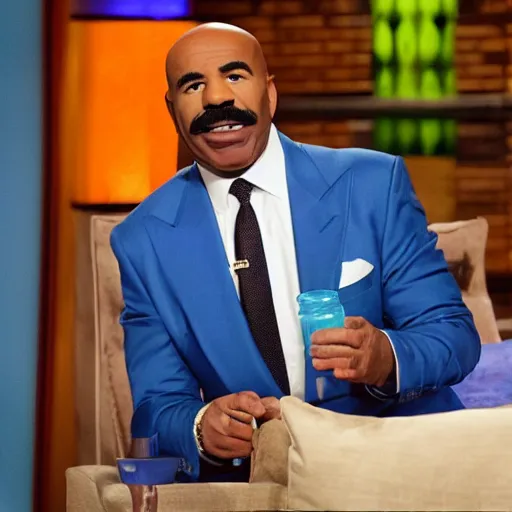 Image similar to steve harvey drinking blue coke