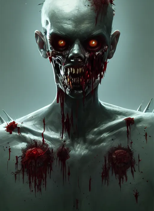 Image similar to symmetry!! portrait of zombie warrior, horror, highly detailed, unreal engine 5, 3 d render, concept art, smooth, sharp focus, art by greg rutkowski