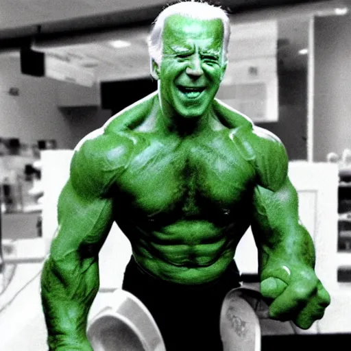 Image similar to joe biden as the hulk, award winning photo